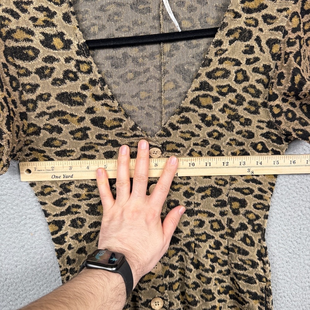 Free People Romper Women XS Brown Leopard Cheetah Print Jumpsuit Terrycloth Boho - Picture 11 of 14
